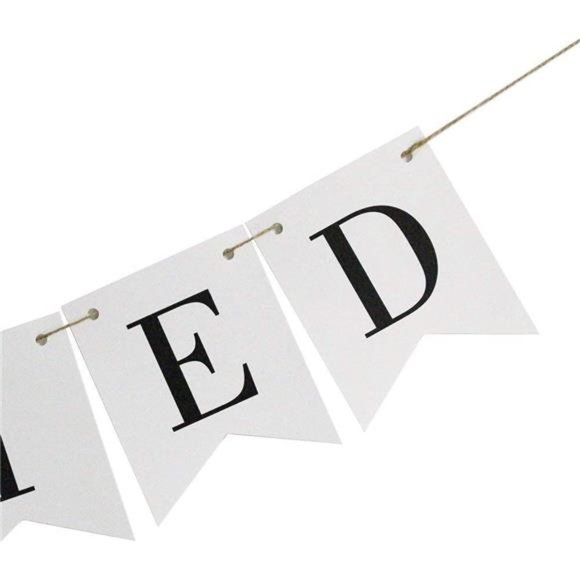 Vintage Just Married Banner Wedding Bunting Photo Booth Props Signs Garland - Picture 7 of 7